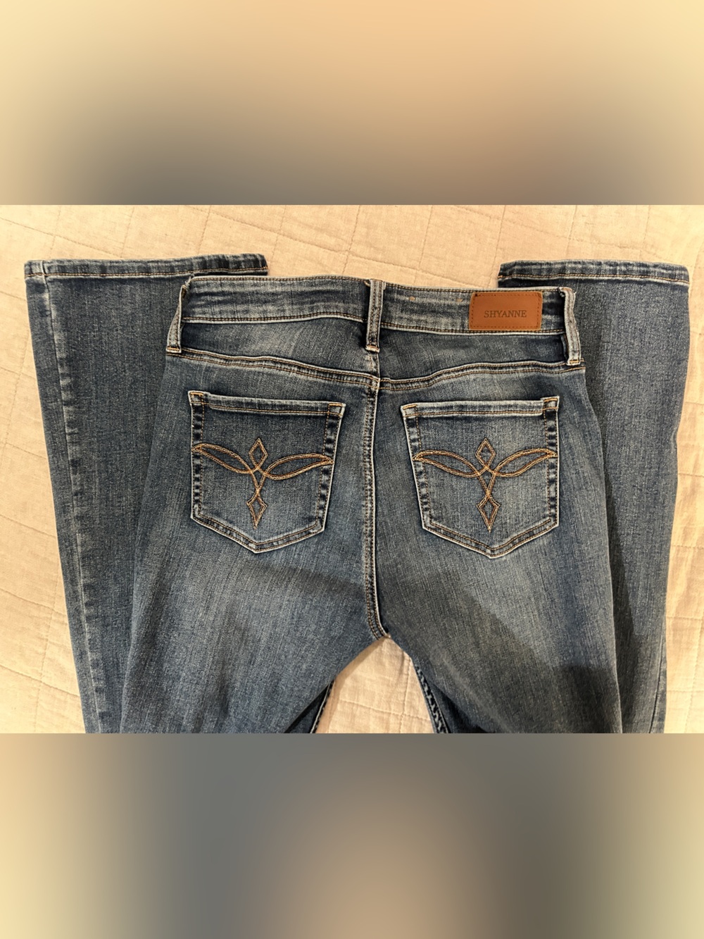 Shyanne Women's Blue Boot Cut Jeans with Embroidered Back Pockets